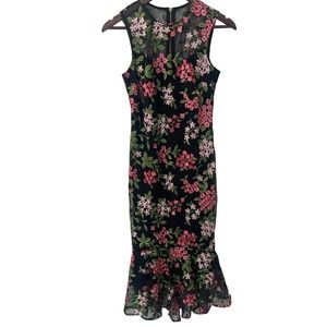 Calvin‎ Klein Floral Embroidered Sleeveless Sheath Romantic Dress Party Cocktail